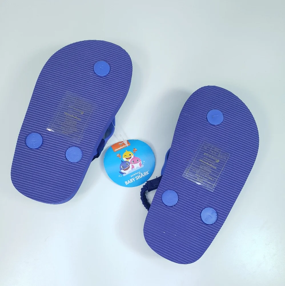 9K Nickelodeon Baby Shark Water Sandals Blue Multi Unisex Summer Beach Slides